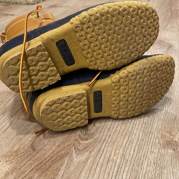 LL Bean Boots Tan Leather Navy Rubber Duck Boot Outdoors Size 7 Great Condition - Picture 8 of 8